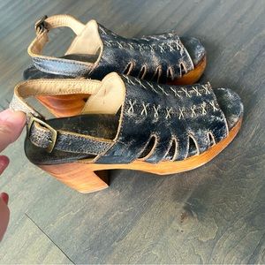 BED|STU distressed black open toed platforms 7.5